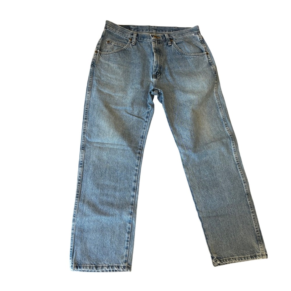 Wrangler Regular Fit Jeans Men's 34x29 Light Wash Straight Leg Denim